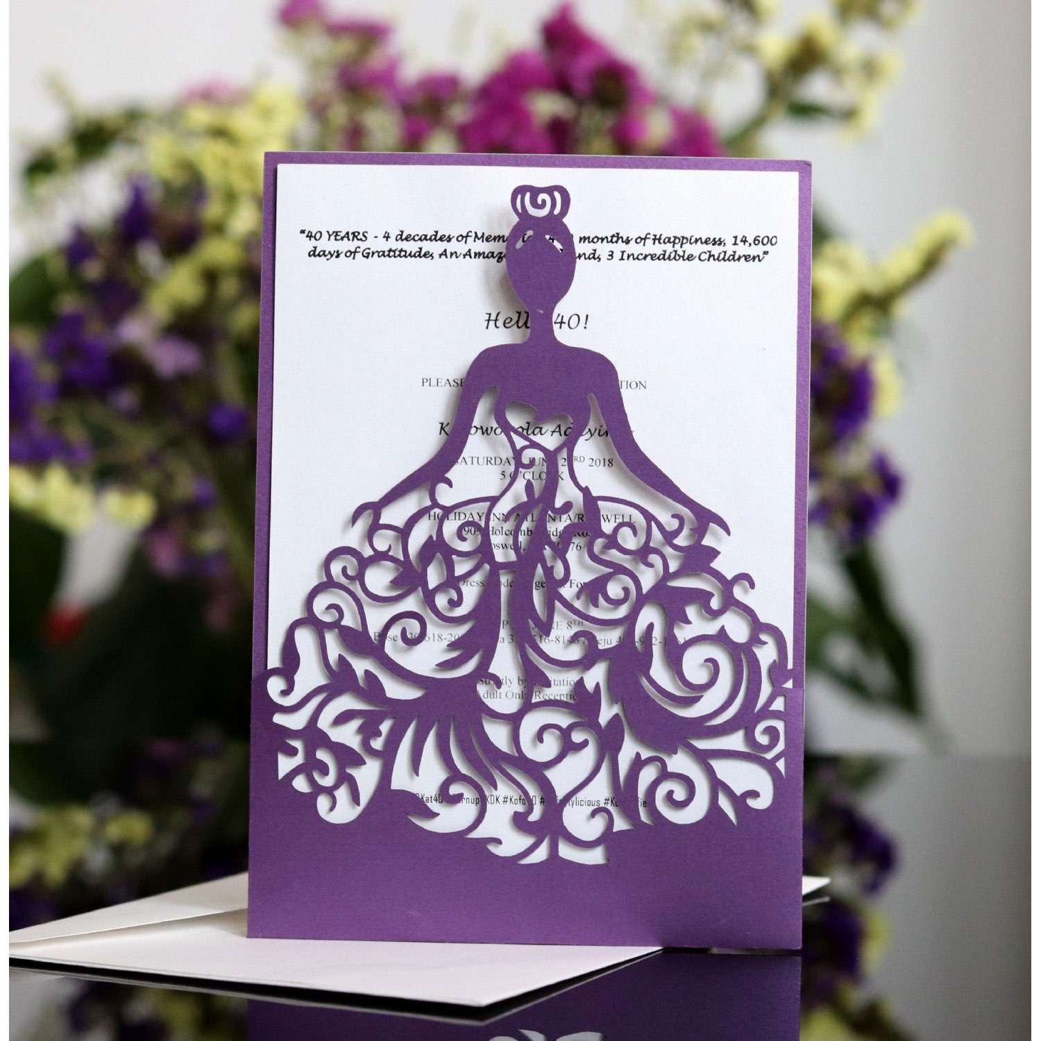 Invitation Card With Envelope Wedding Card  Modern Marriage Invitation Laser Cut